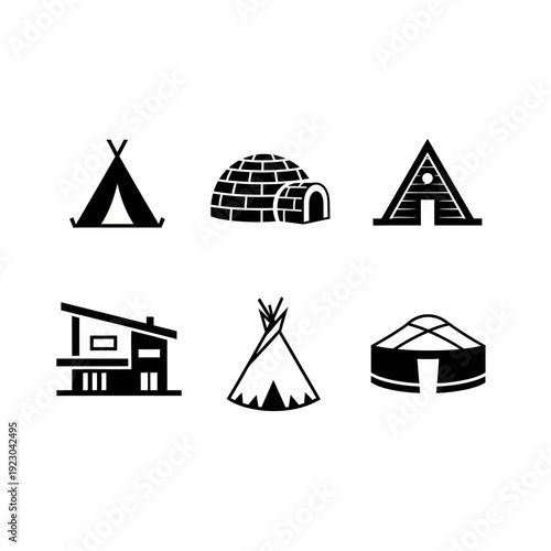 Collection of Diverse Shelter Icons.