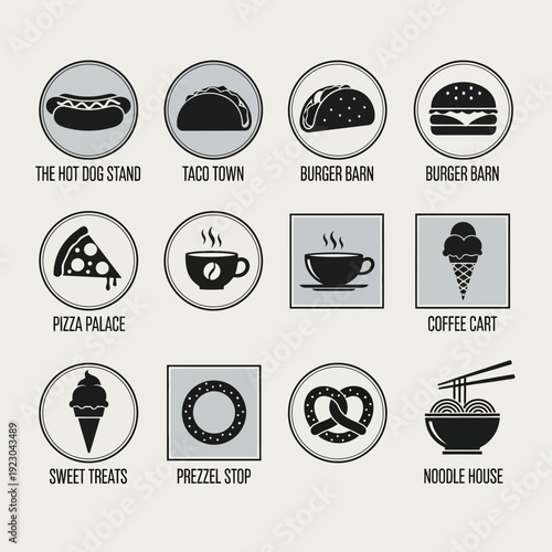 Collection of Fast Food Icons and Symbols.
