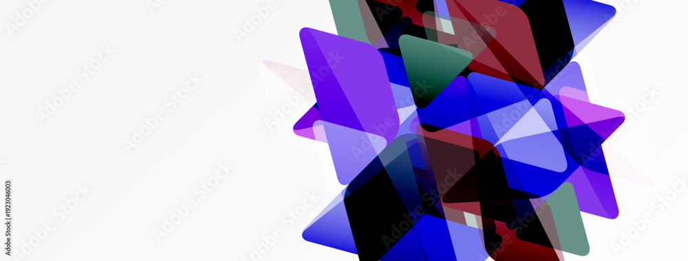 Obraz premium Abstract shapes overlap, creating vibrant color blends. White space dominates composition, offering visual contrast.