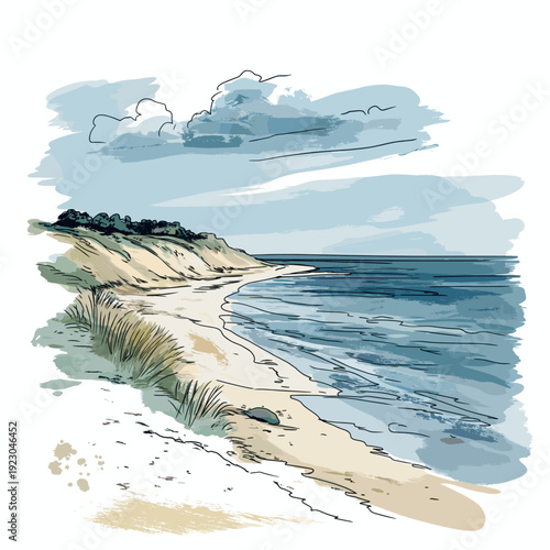 Curonian Spit. Curonian Spit watercolor vector illustration
