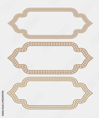 A collection of exquisite golden Islamic frames – luxurious frames for headings and text blocks in Arabic style.