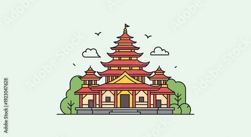 Pagoda Temple Illustration