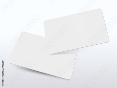 Blank Realistic Business Card Vector Mockup with Shadow – RFID Hotel Door Access Identity Credit and Debit Bank Card Template