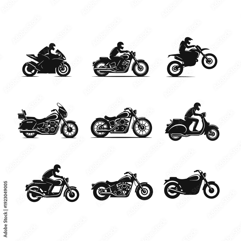 Fototapeta premium Collection of Motorcycle Silhouettes.