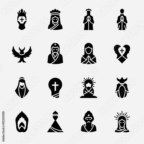 Collection of religious icons and symbols.