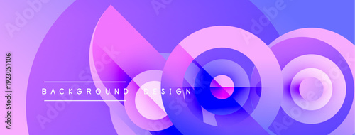 Abstract purple design features overlapping circles, gradients. Modern background with text background design. Vibrant, smooth transitions present.