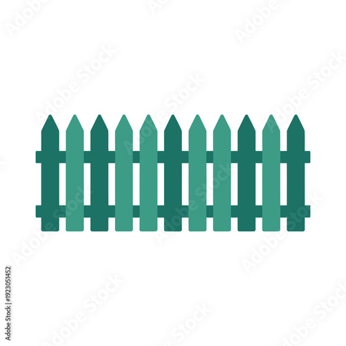 A green picket fence on a white background illustration