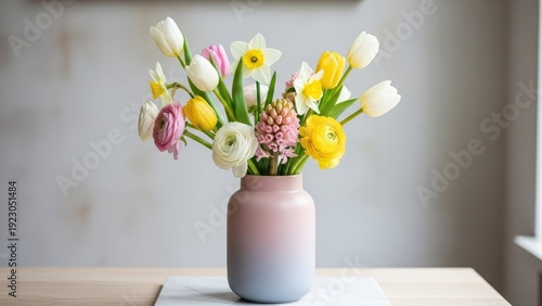 Wallpaper Mural Colorful flower bouquet in a vase on a tabletop Torontodigital.ca