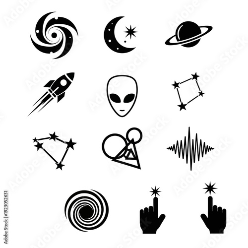 Collection of Space and Science Icons.