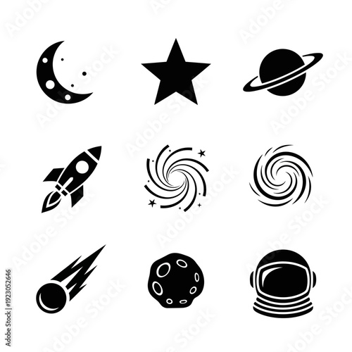 Collection of Space Icons and Symbols.