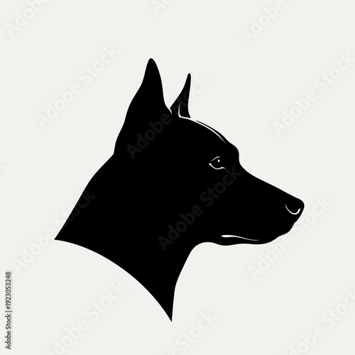 Silhouette of a Doberman Pinscher dogs head 1.