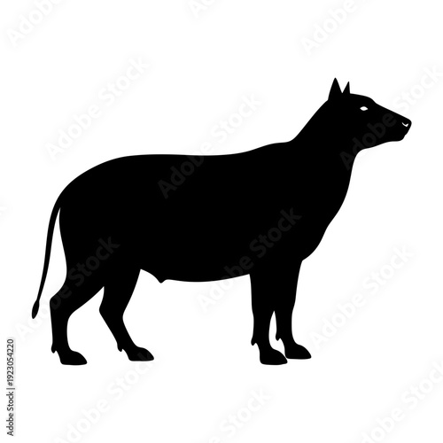 Silhouette of a Tapir Standing Profile View.