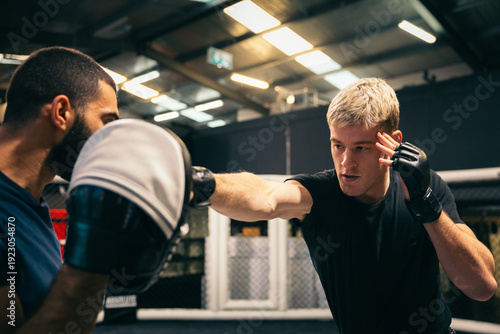 Martial artist practicing punches