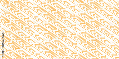 Yellow instant noodle, pasta and spaghetti texture with geometric wavy lines. Ramen, pasta vector pattern. Background abstract food illustration