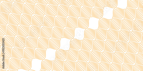 Yellow instant noodle, pasta and spaghetti texture with geometric wavy lines. Ramen, pasta vector pattern. Background abstract food illustration