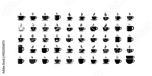 Coffee shop branding logo collection in modern flat vector style