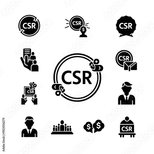 Corporate Social Responsibility Icons Set.