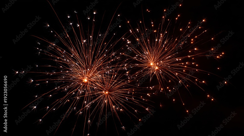 Obraz premium Bright fireworks burst across the dark night sky.
