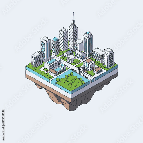 Isometric Cityscape on Hand Illustration.