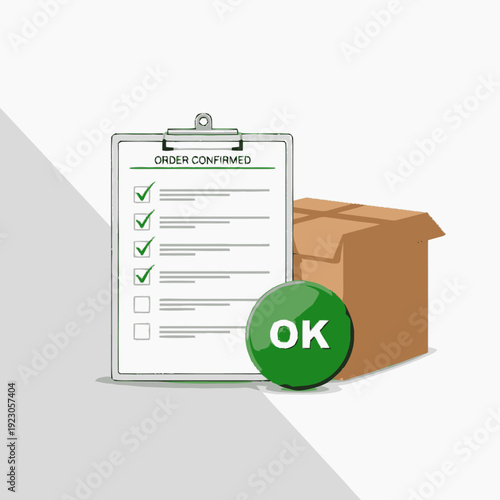 Order Confirmation Checklist with Cardboard Box.