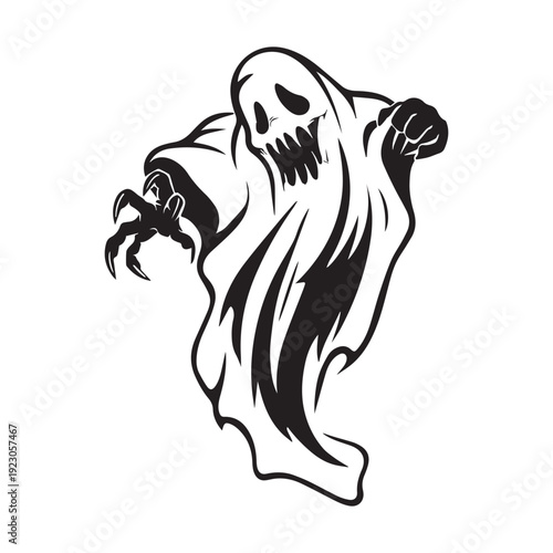 Creepy Ghost Silhouette with Claws – Halloween Vector Illustration