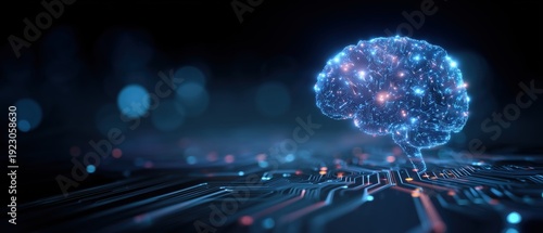 Wallpaper Mural abstract background with a blue digital brain and colorful circuit board patterns, representing an artificial intelligence concept Generative AI Torontodigital.ca