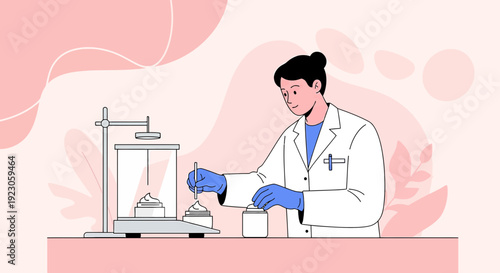 Scientist Weighing Substance in Laboratory on Precision Scale