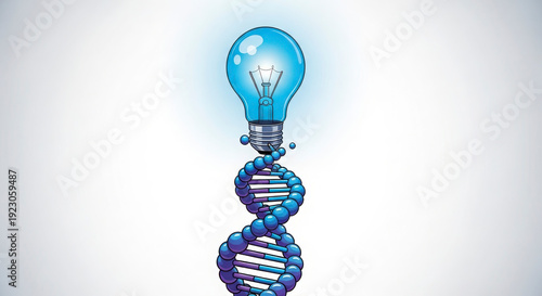 Wallpaper Mural Genetic engineering concept with glowing blue light bulb on DNA 3d render blue background close up c Torontodigital.ca