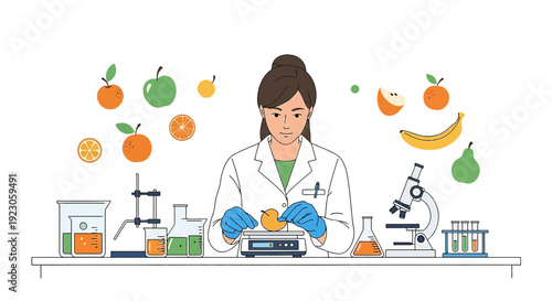 Scientist Weighs Fruit in Lab for Food Research - Healthy Eating Study