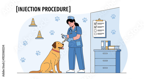 Veterinarian Administering Injection to Dog During Vaccination Session