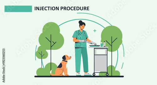 Veterinarian Administering Injection to Dog Outdoors