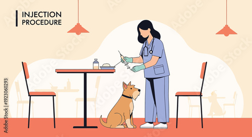 Veterinarian Administering Vaccine to Dog During Medical Procedure