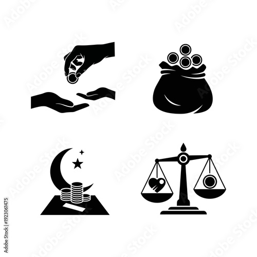 Islamic Finance Icons Set.