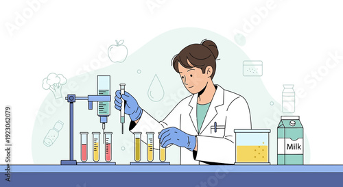 Scientist Conducting Experiment with Test Tubes and Medical Equipment in Lab