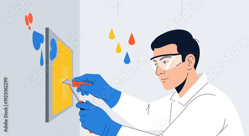 Scientist Conducting Research in Laboratory, Analyzing Samples