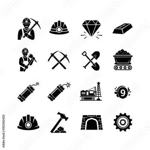 Mining Industry Icons Set.