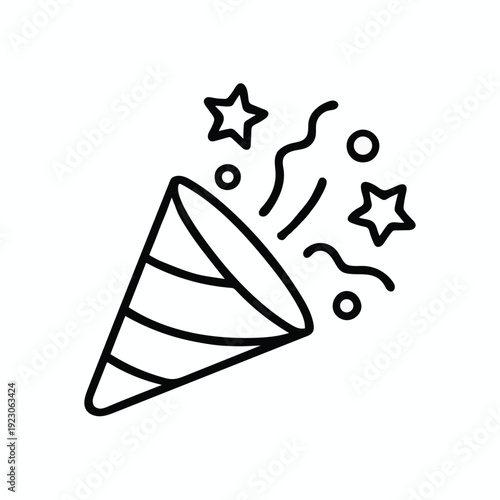 Minimalist Confetti Cannon with Stars and Streamers