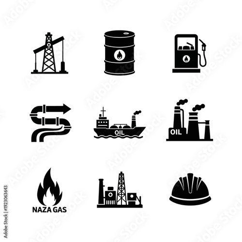 Oil and Gas Industry Icons Set 1.