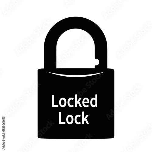 Locked Padlock Icon with Text Locked Lock.