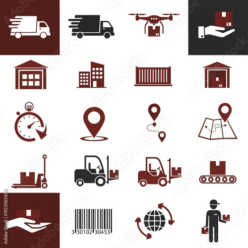 Logistics and Delivery Icons Set 1.