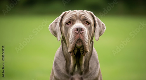 Wallpaper Mural A large brown dog sitting in a green field looking at the camera with floppy ears and a pink nose an Torontodigital.ca
