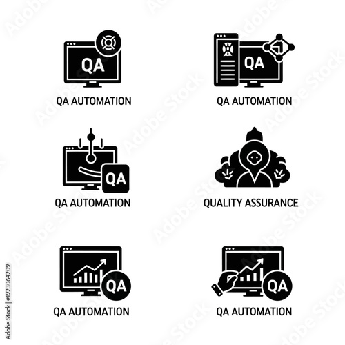 Quality Assurance Automation Icons Set.