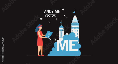 Woman Painting Government Building with Brush.