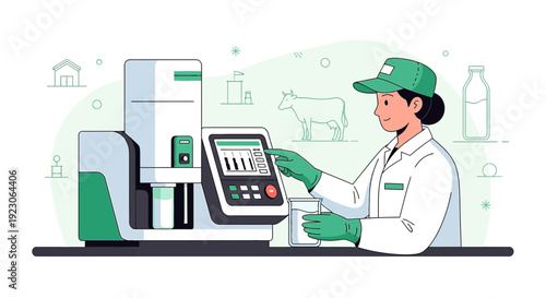 Scientist Operating Laboratory Equipment for Dairy Quality Control