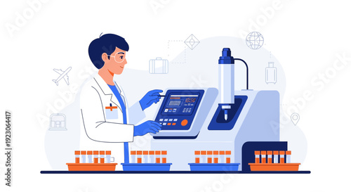 Scientist Operating Medical Equipment for Laboratory Testing and Analysis