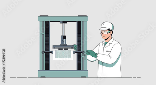 Scientist Operating Material Testing Machine