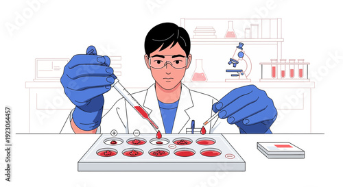 Scientist Performing Blood Test in Laboratory