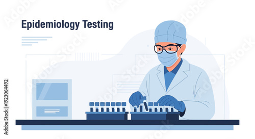 Scientist Performing Epidemiology Testing with Test Tubes and Equipment
