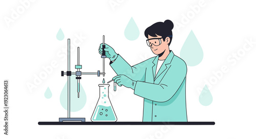 Scientist Performing Titration Experiment in Laboratory