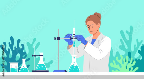 Scientist Performing Titration Experiment in Laboratory